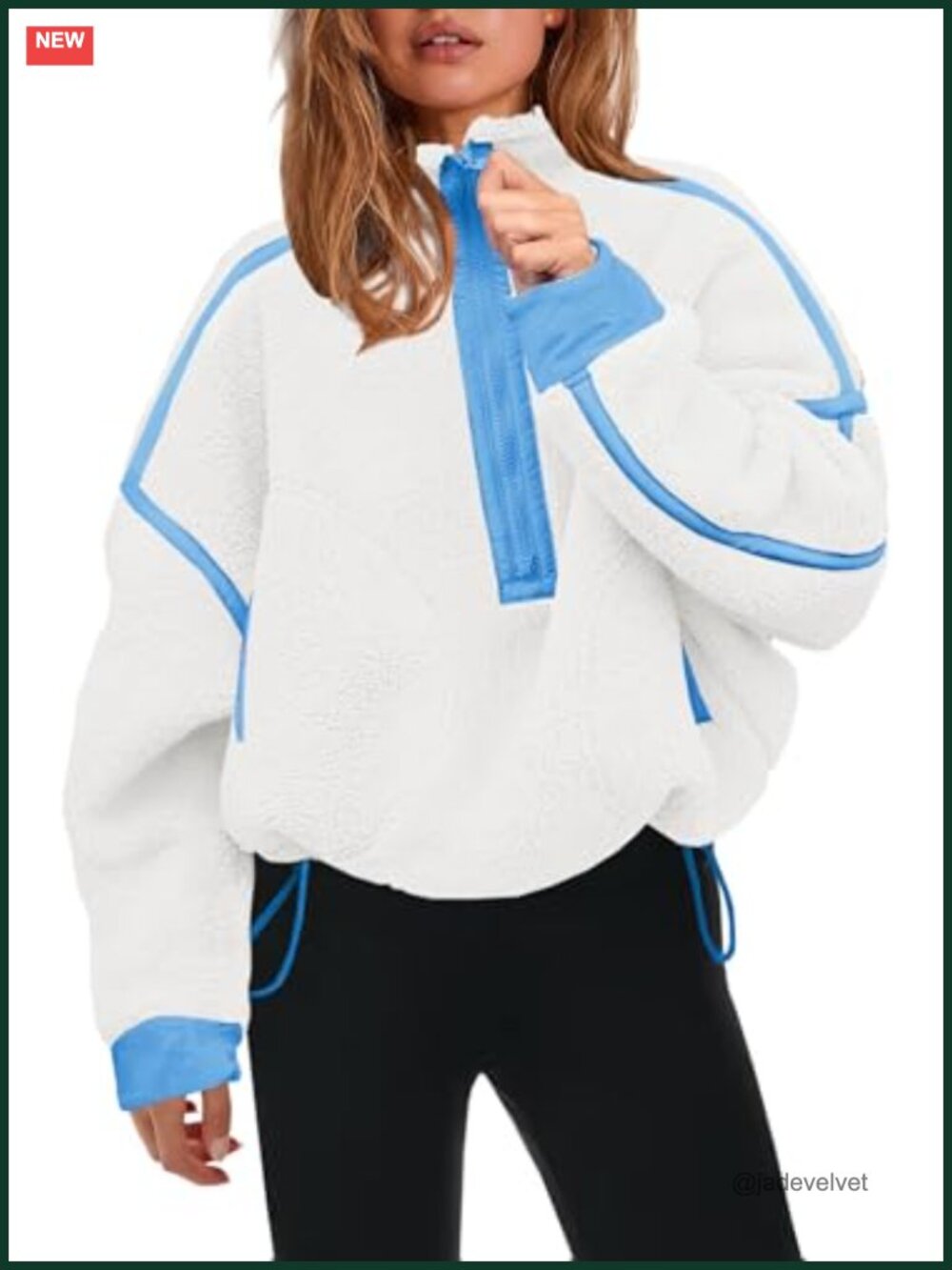 Womens Half Zip Fleece Pullover Sherpa Jacket Zip Pockets